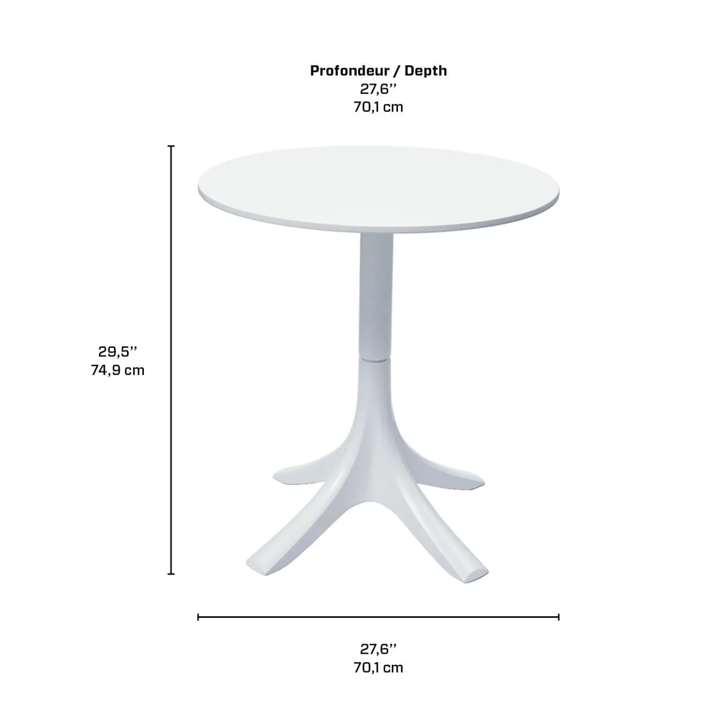 Ensemble à dîner d'extérieur en résine avec 1 table ronde et 4 chaises empilables - blanc