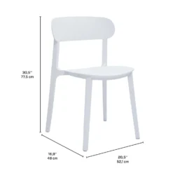 Ensemble à dîner d'extérieur en résine avec 1 table ronde et 4 chaises empilables - blanc