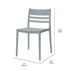 Ensemble à dîner d'extérieur en résine avec 1 table ronde et 4 chaises empilables - gris