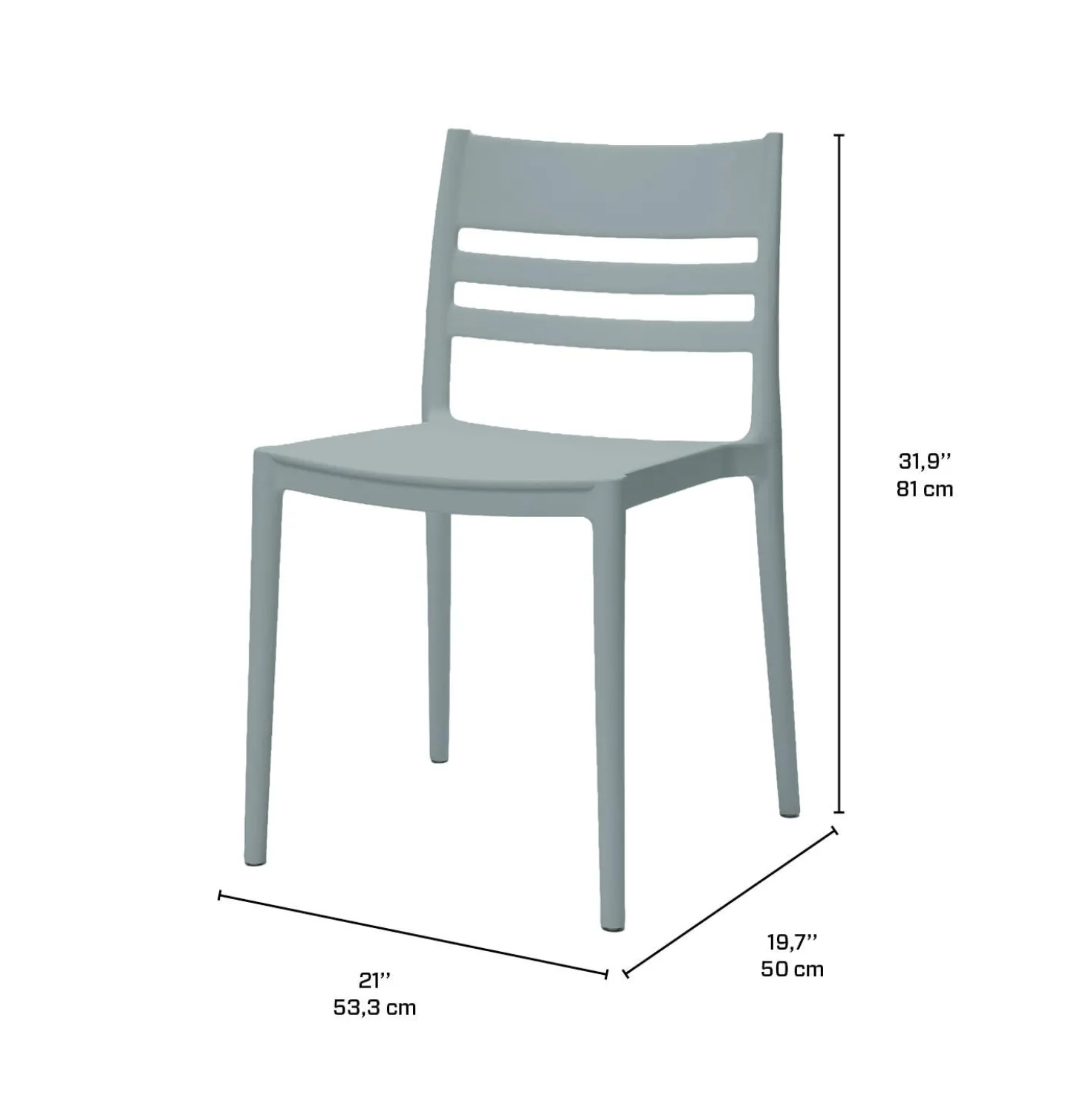 Ensemble à dîner d'extérieur en résine avec 1 table ronde et 4 chaises empilables - gris