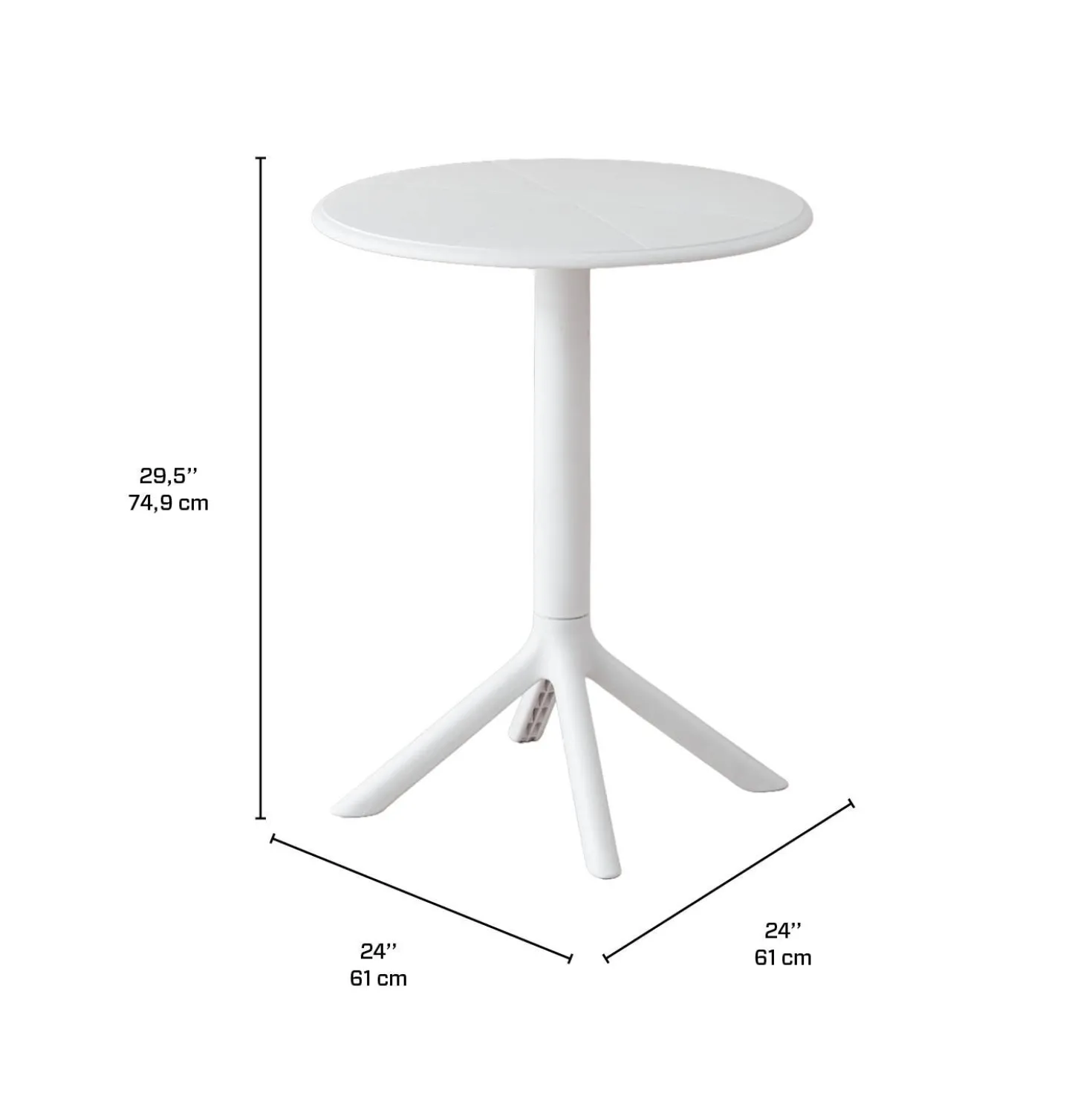 Ensemble à dîner intérieur/extérieur en résine avec table ronde et 2 chaises empilables - blanc
