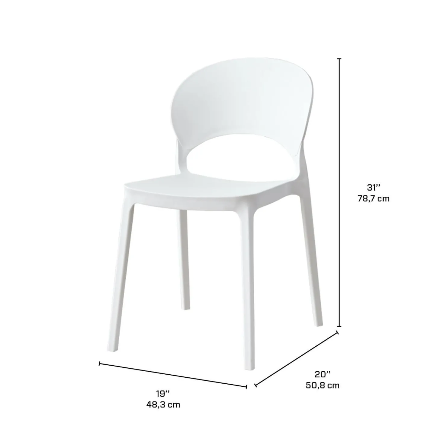 Ensemble à dîner intérieur/extérieur en résine avec table ronde et 2 chaises empilables - blanc