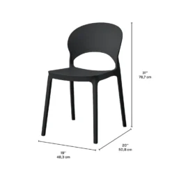 Ensemble à dîner intérieur/extérieur en résine avec table ronde et 2 chaises empilables - noir