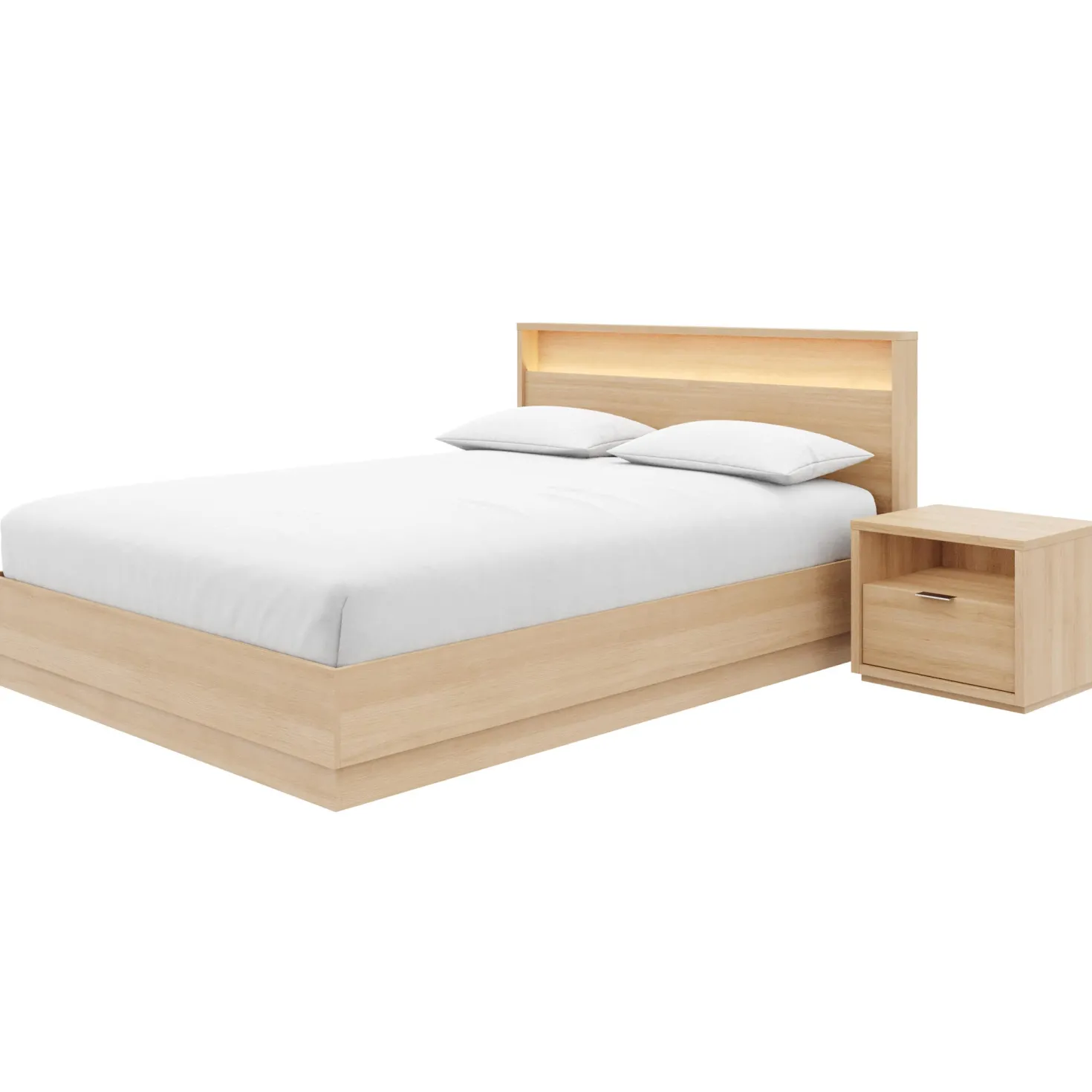 Ensemble grand lit avec éclairage (60") - 3 mcx - Nexera