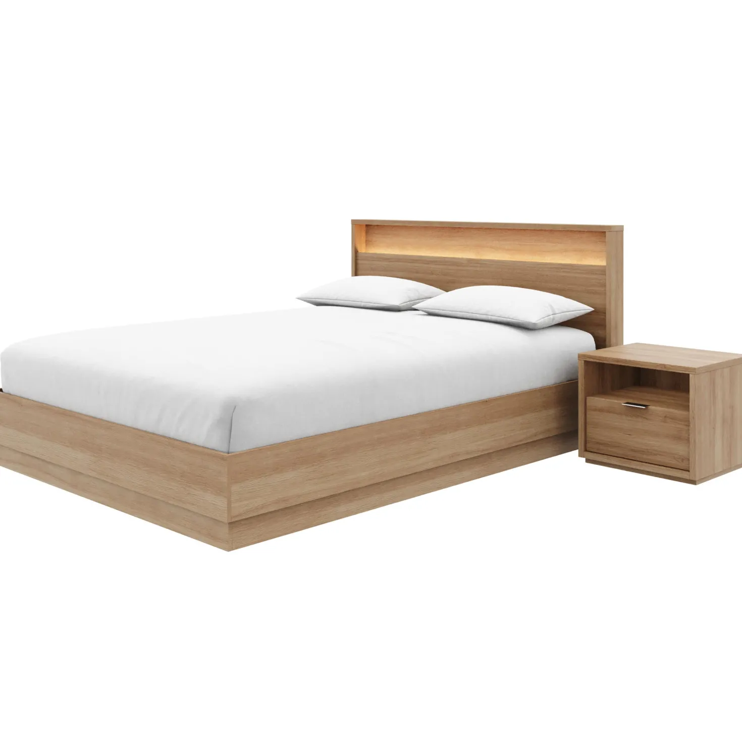 Ensemble grand lit avec éclairage (60") - 3 mcx - Nexera