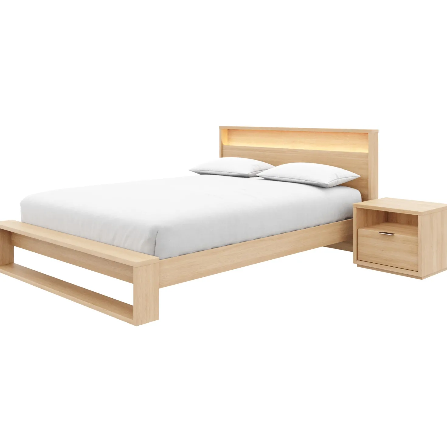 Ensemble grand lit avec éclairage (60") - 3 mcx - Nexera