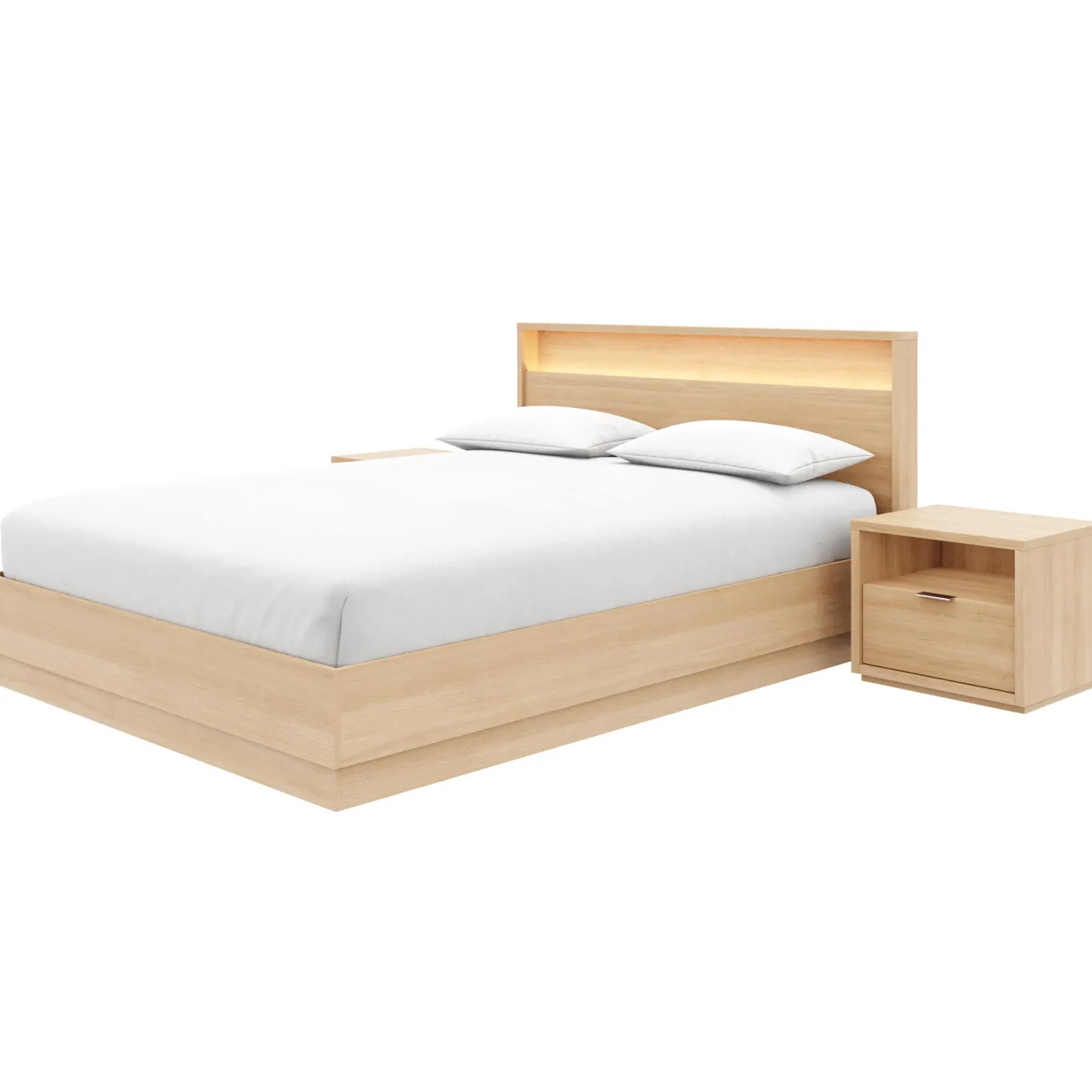 Ensemble grand lit avec éclairage (60") - 4 mcx - Nexera
