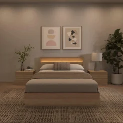 Ensemble grand lit avec éclairage (60") - 4 mcx - Nexera