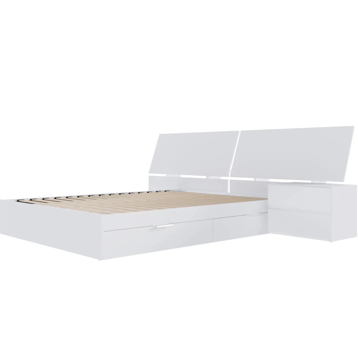 Ensemble grand lit avec rangement 2 tiroirs (60") - 3 mcx - Nexera