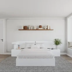Ensemble grand lit avec rangement 2 tiroirs (60