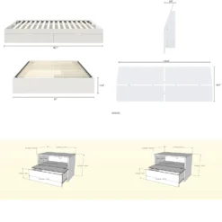 Ensemble grand lit avec rangement 2 tiroirs (60
