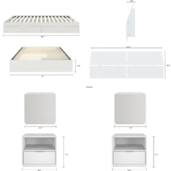 Ensemble grand lit avec rangement 2 tiroirs (60