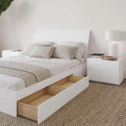Ensemble grand lit avec rangement 3 tiroirs (60