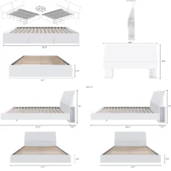 Ensemble grand lit avec rangement 3 tiroirs (60