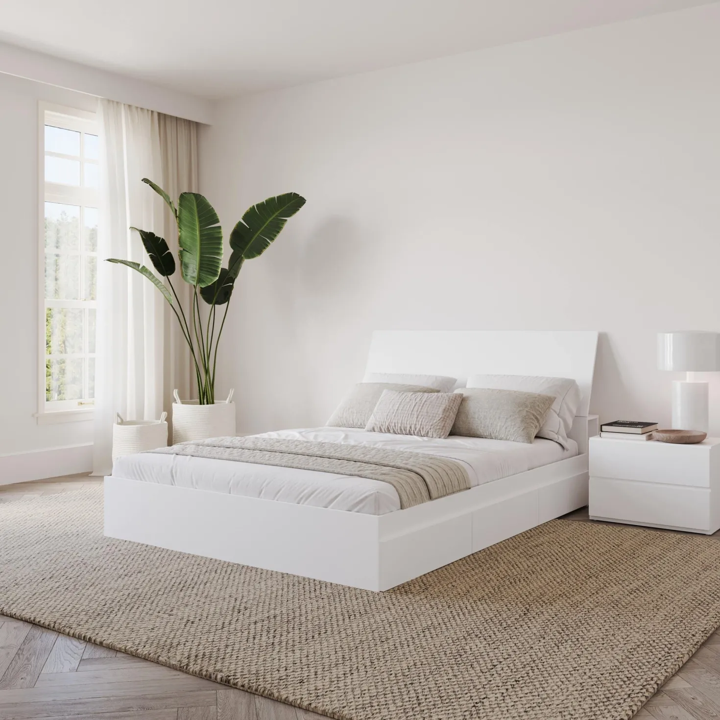 Ensemble grand lit avec rangement (60") - 3 mcx - Nexera