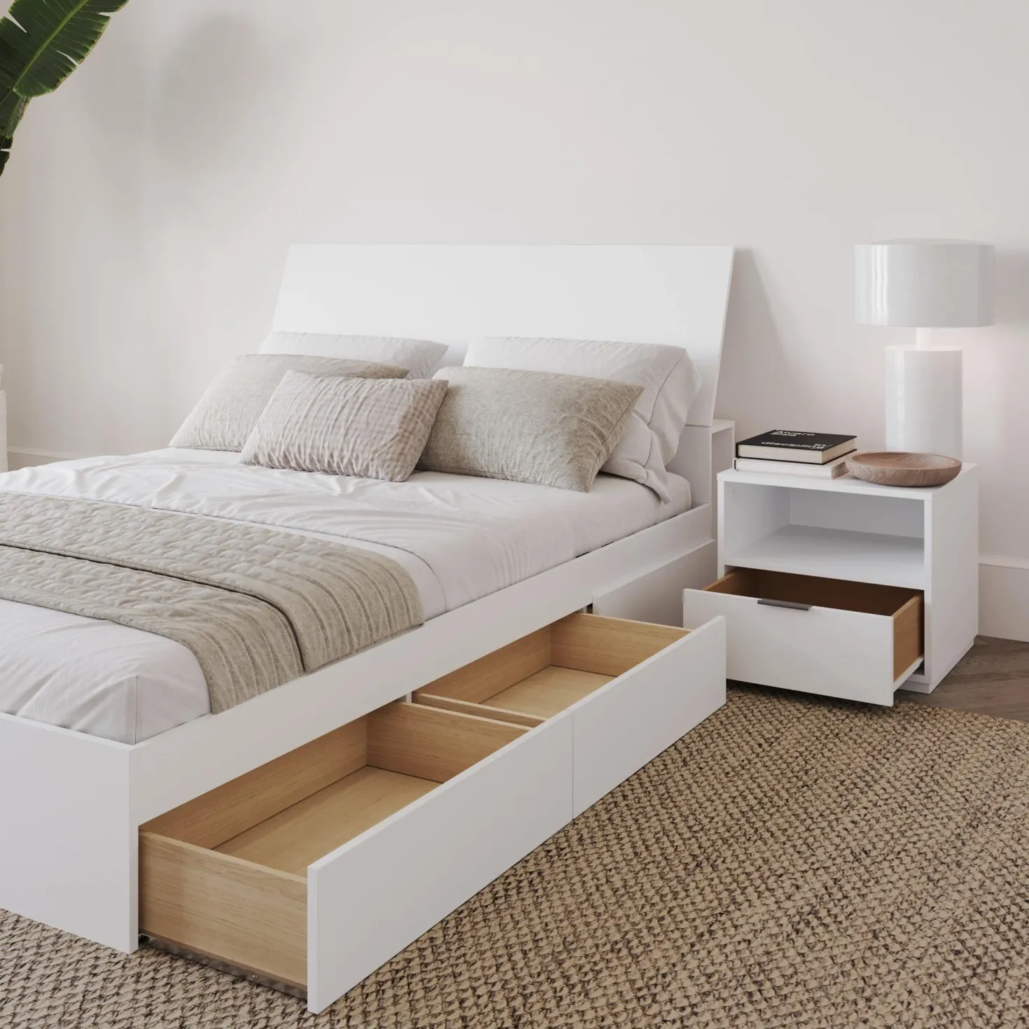 Ensemble grand lit avec rangement (60") - 3 mcx - Nexera