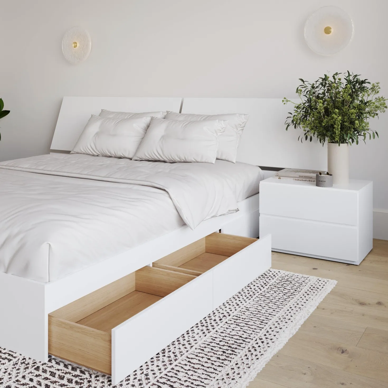 Ensemble grand lit avec rangement (60") - 3 mcx - Nexera