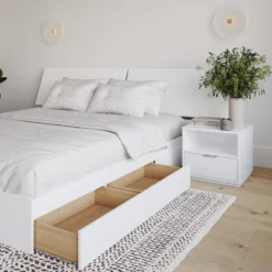 Ensemble grand lit avec rangement (60
