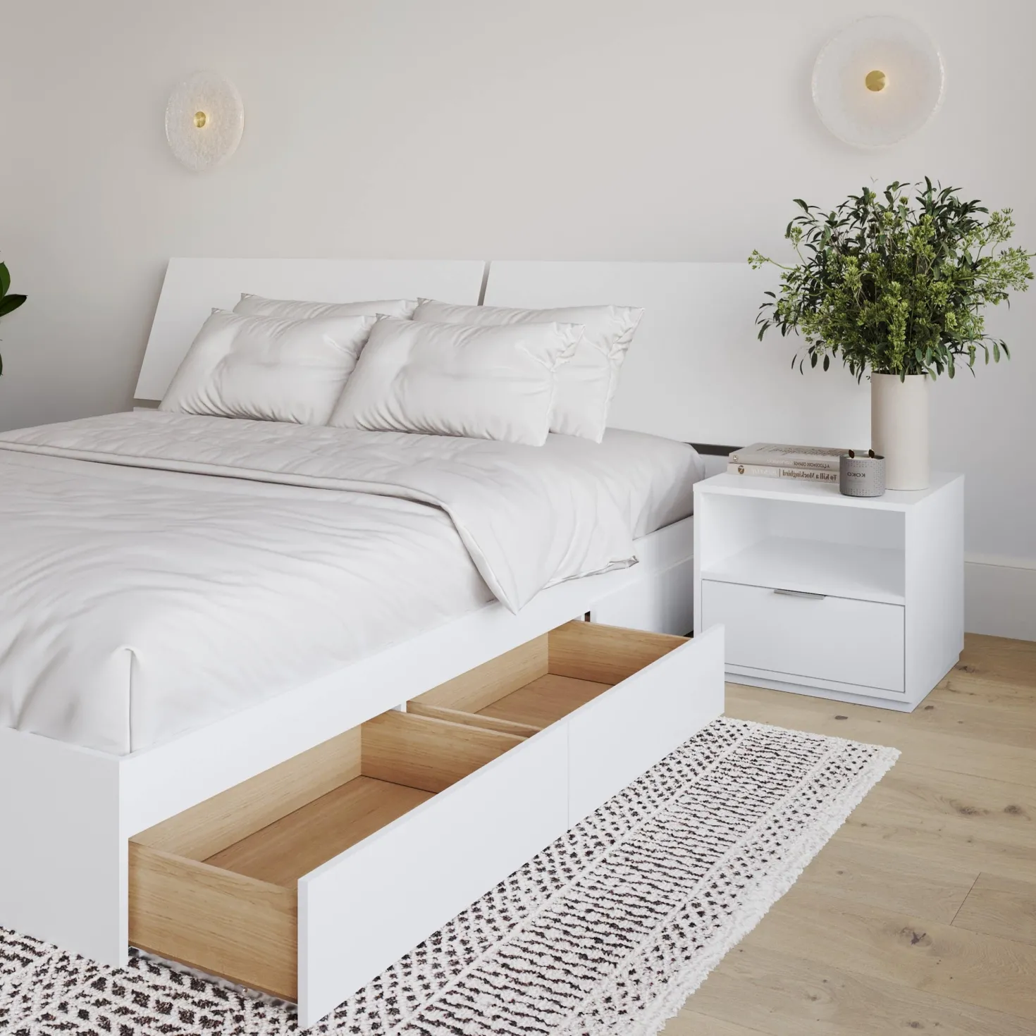 Ensemble grand lit avec rangement (60") - 3 mcx - Nexera