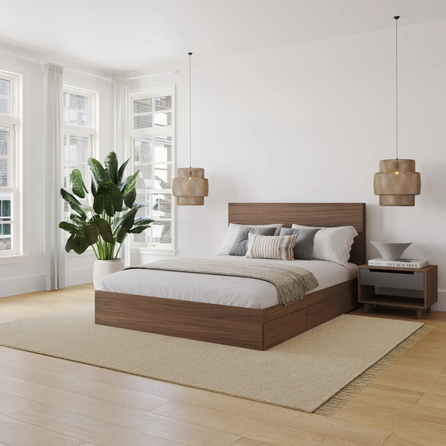 Ensemble grand lit avec rangement (60") - 3 mcx - Nexera