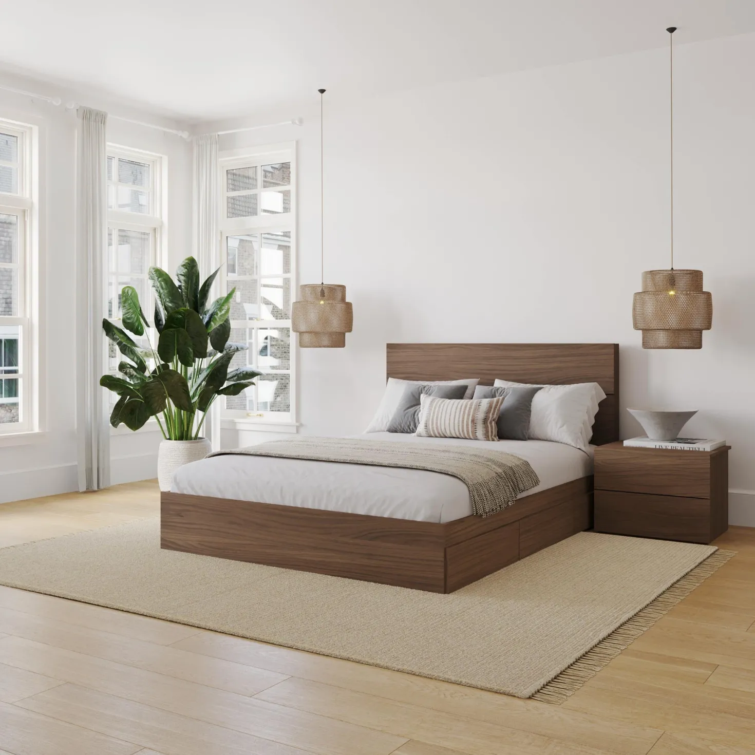 Ensemble grand lit avec rangement (60") - 3 mcx - Nexera