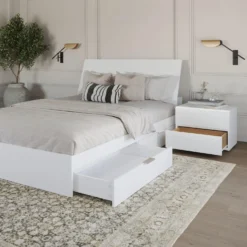 Ensemble grand lit avec rangement (60