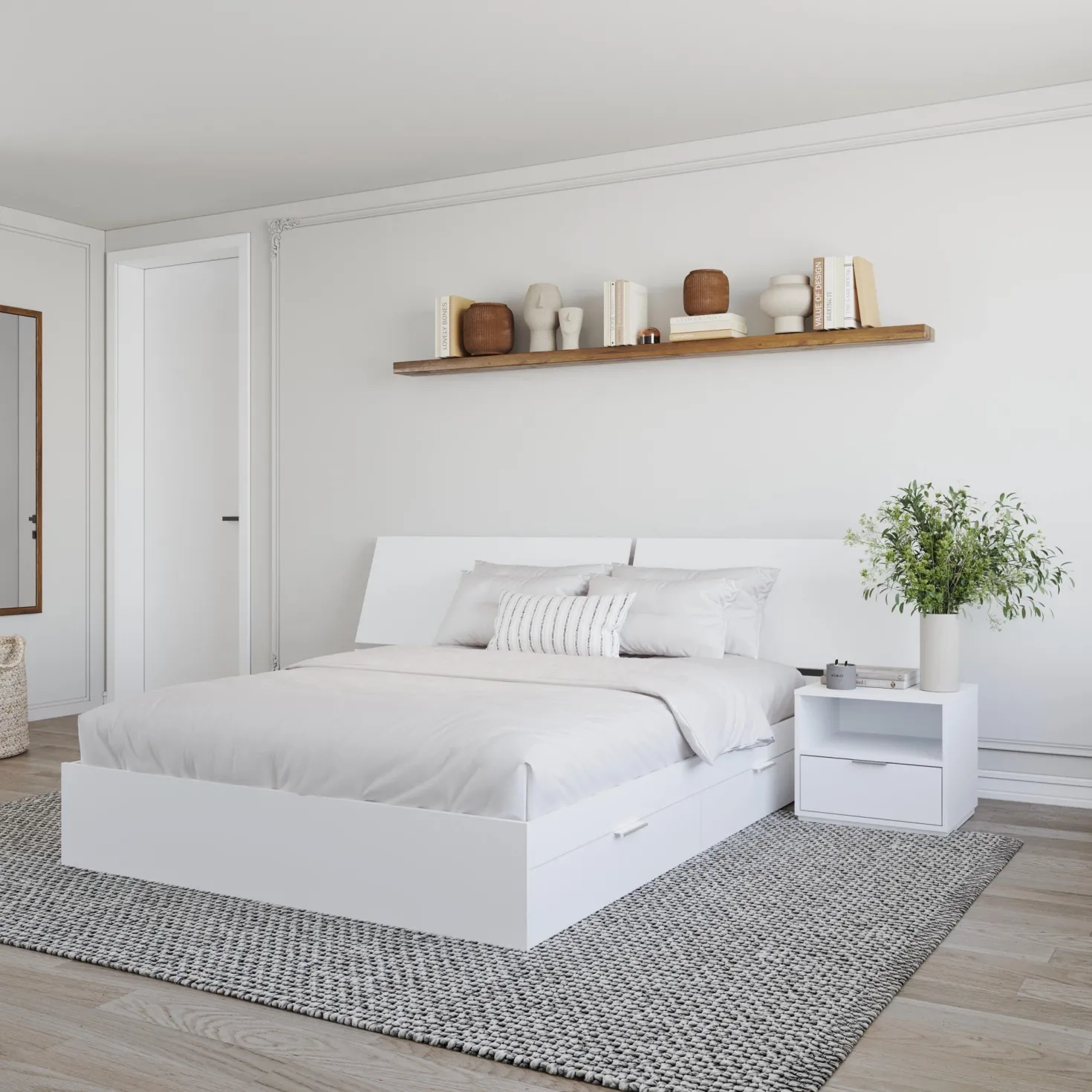 Ensemble grand lit avec rangement (60") - 3 mcx - Nexera