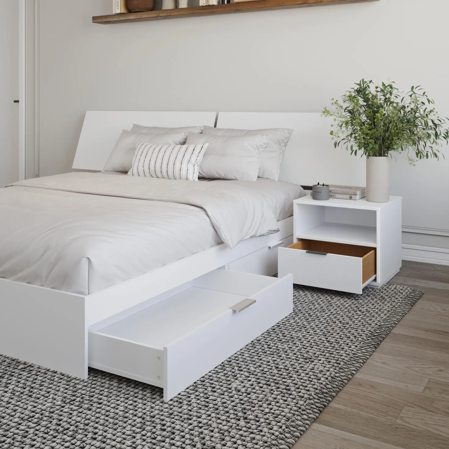 Ensemble grand lit avec rangement (60") - 3 mcx - Nexera