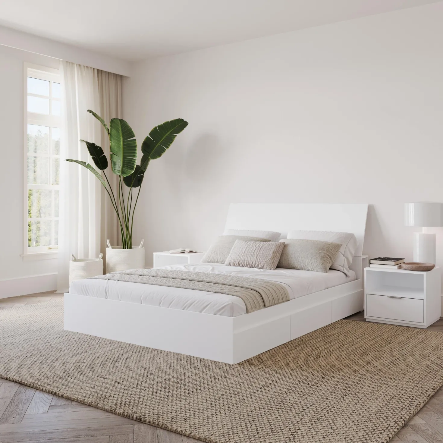 Ensemble grand lit avec rangement (60") - 4 mcx - Nexera
