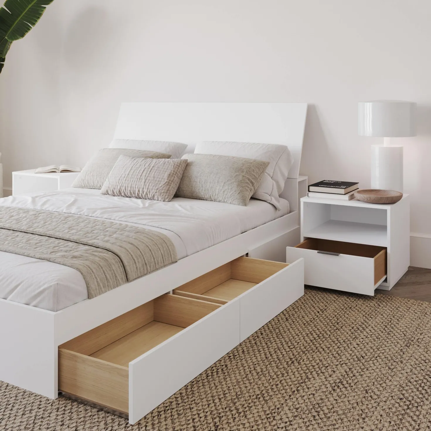 Ensemble grand lit avec rangement (60") - 4 mcx - Nexera