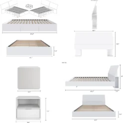 Ensemble grand lit avec rangement (60