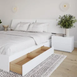 Ensemble grand lit avec rangement (60