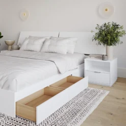 Ensemble grand lit avec rangement (60