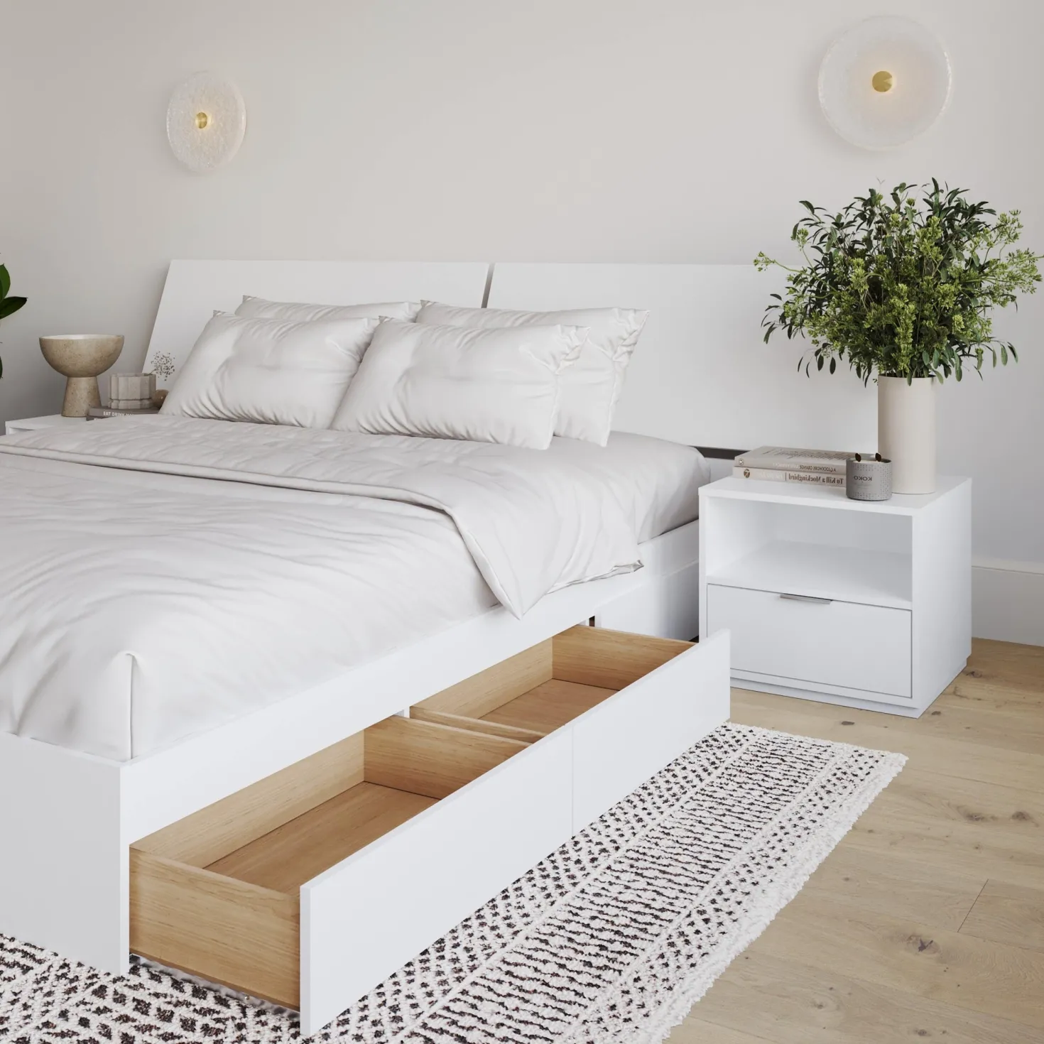 Ensemble grand lit avec rangement (60") - 4 mcx - Nexera