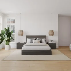 Ensemble grand lit avec rangement (60