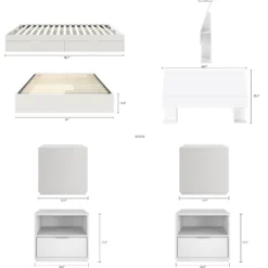 Ensemble grand lit avec rangement (60