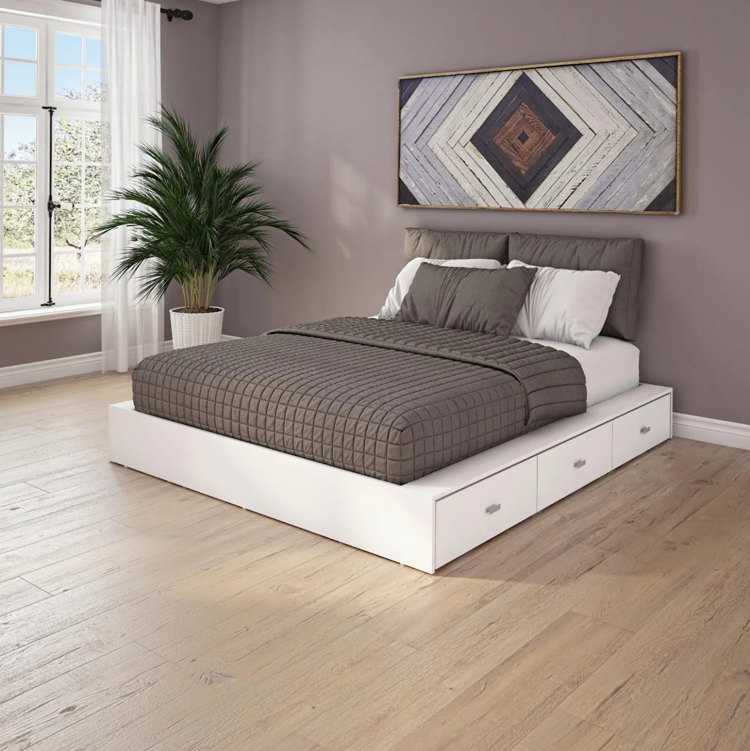 Ensemble grand lit avec rangement 6 tiroirs (60") - 4 mcx