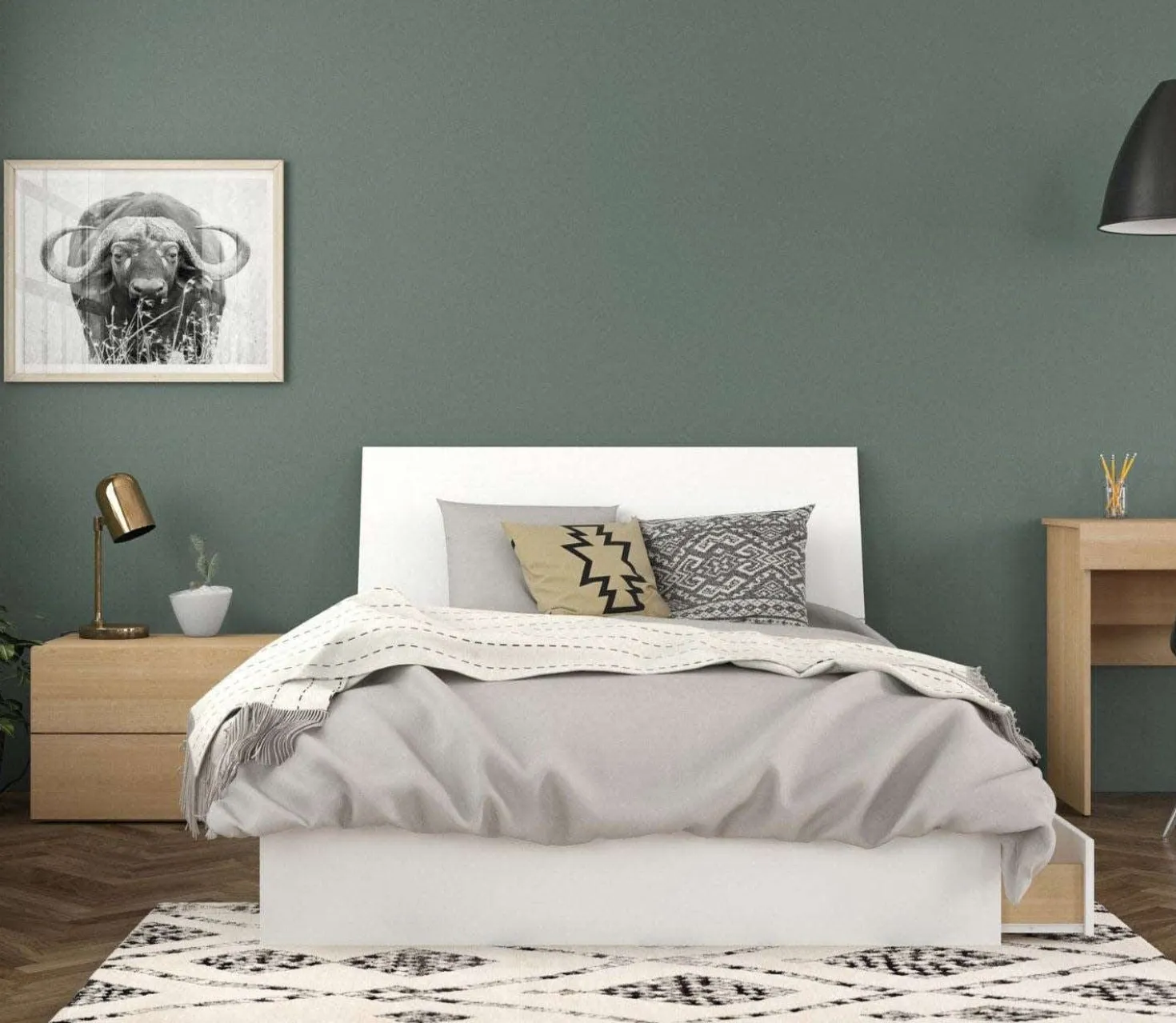 Ensemble lit double avec rangement (54") - 3mcx - Nexera