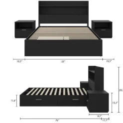 Ensemble lit double avec rangement (54