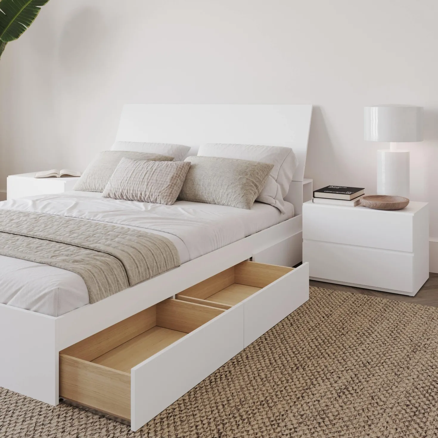 Ensemble lit double avec rangement (54") - 4mcx - Nexera