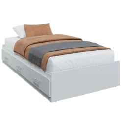 Ensemble lit simple avec rangement 3 tiroirs, tête de lit et commode (39