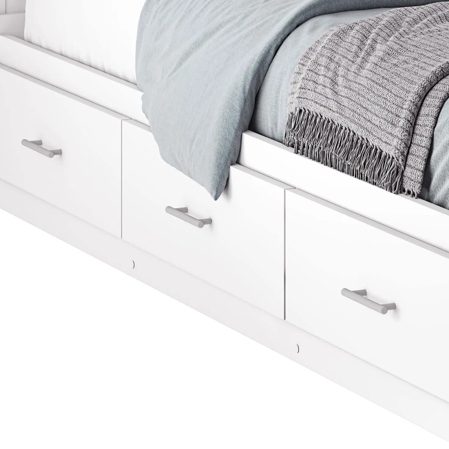 Ensemble lit simple avec rangement 3 tiroirs, tête de lit et commode (39")