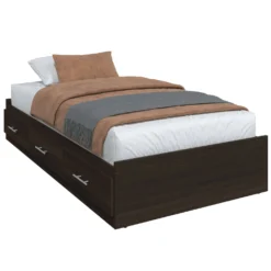 Ensemble lit simple avec rangement 3 tiroirs, tête de lit et commode (39