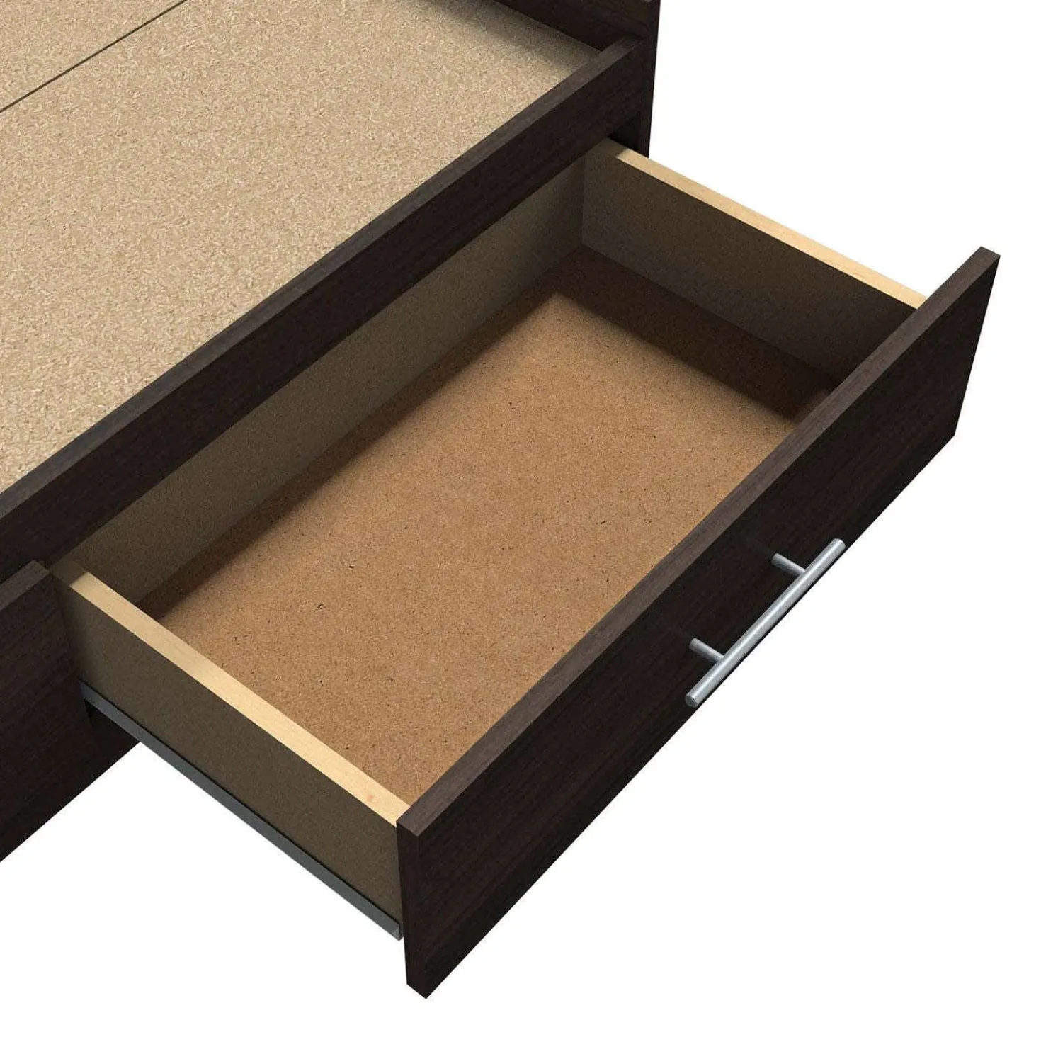 Ensemble lit simple avec rangement 3 tiroirs, tête de lit et commode (39")