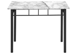 Ens salle à manger - 5mcx, blanc marbre, métal noir