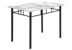 Ens salle à manger - 5mcx, blanc marbre, métal noir
