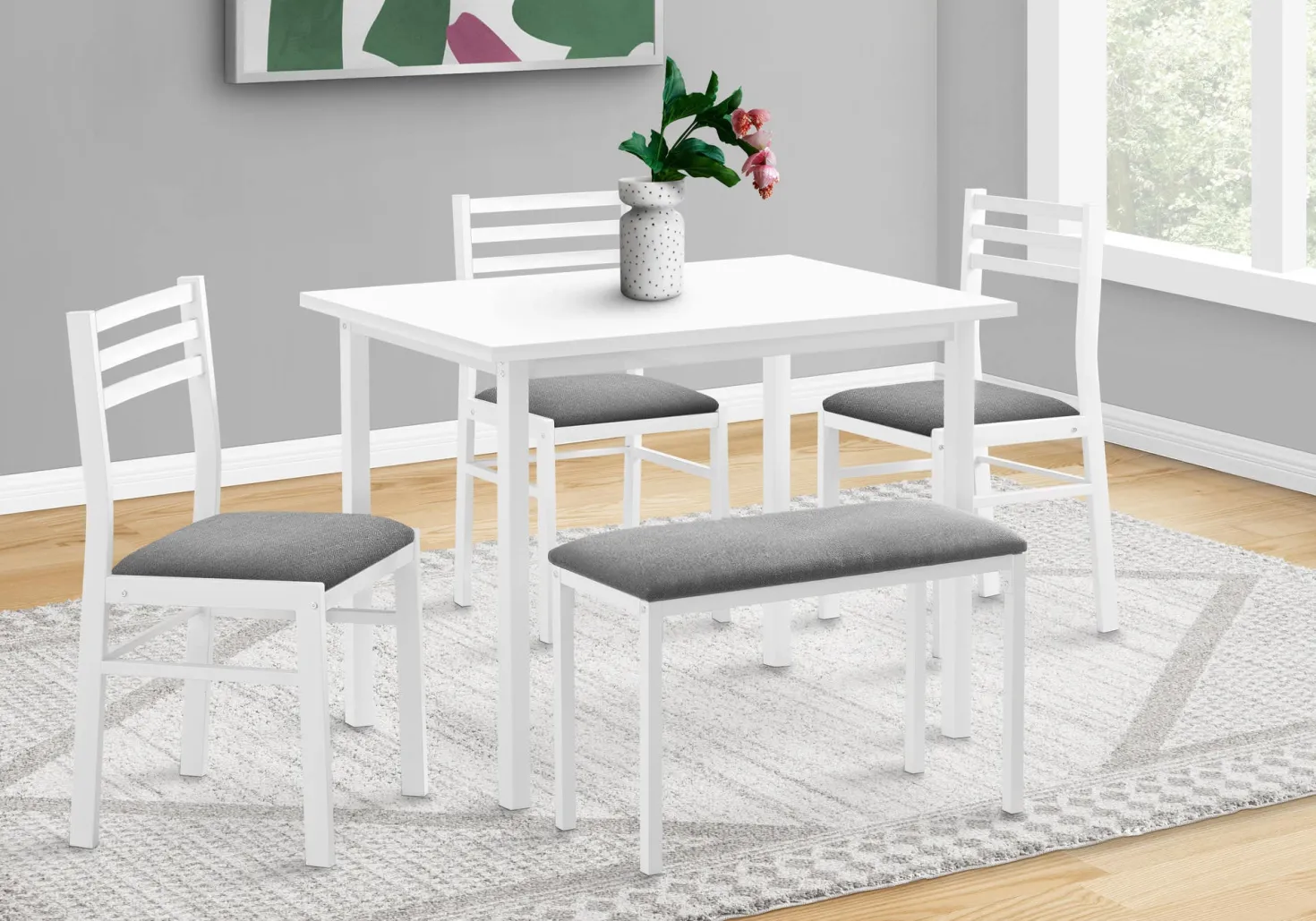 Ens salle à manger - 5mcx, dessus blanc, métal blanc