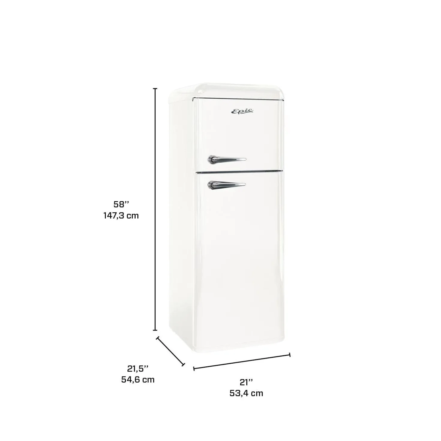 EPIC Réfrigérateur 7,5 pi3 21 po Blanc Congélateur en haut - ERR82W-1