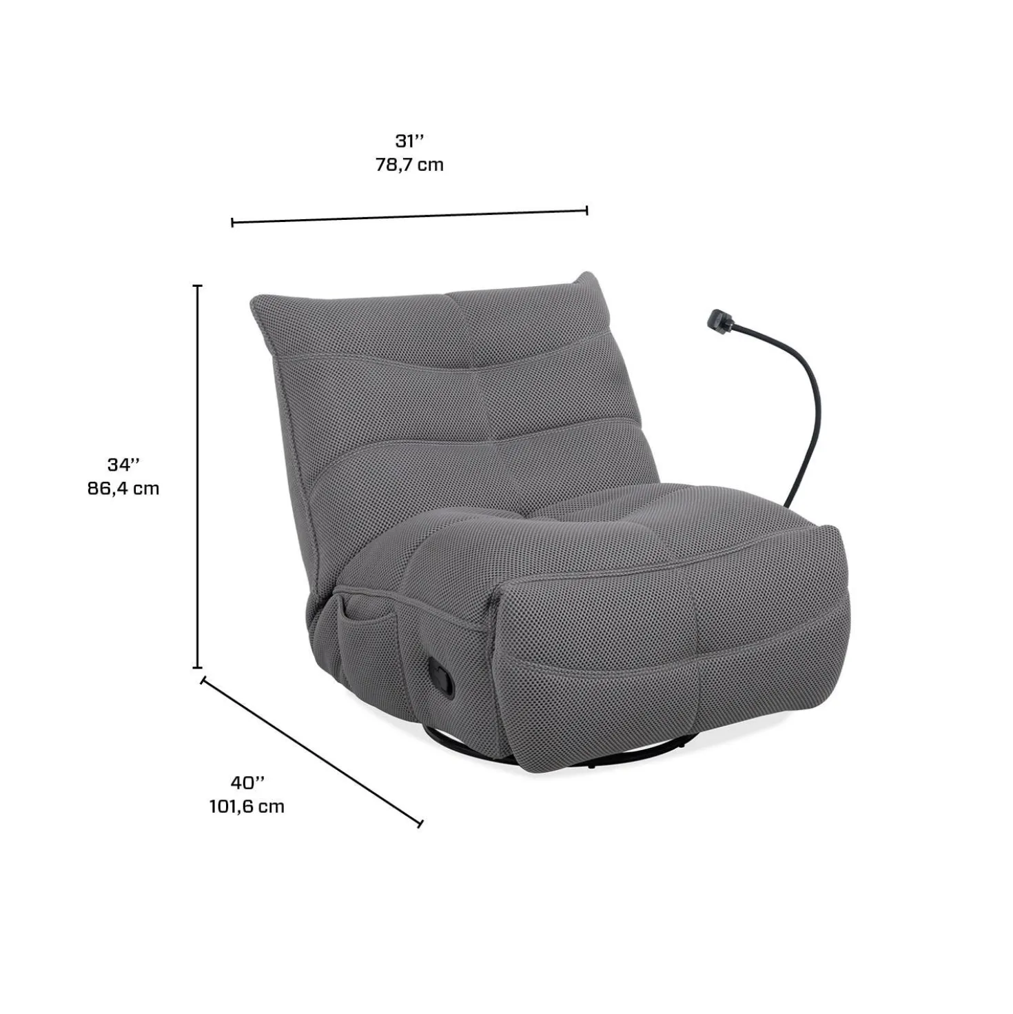 Fauteuil berçant inclinable avec support à cellulaire - gris