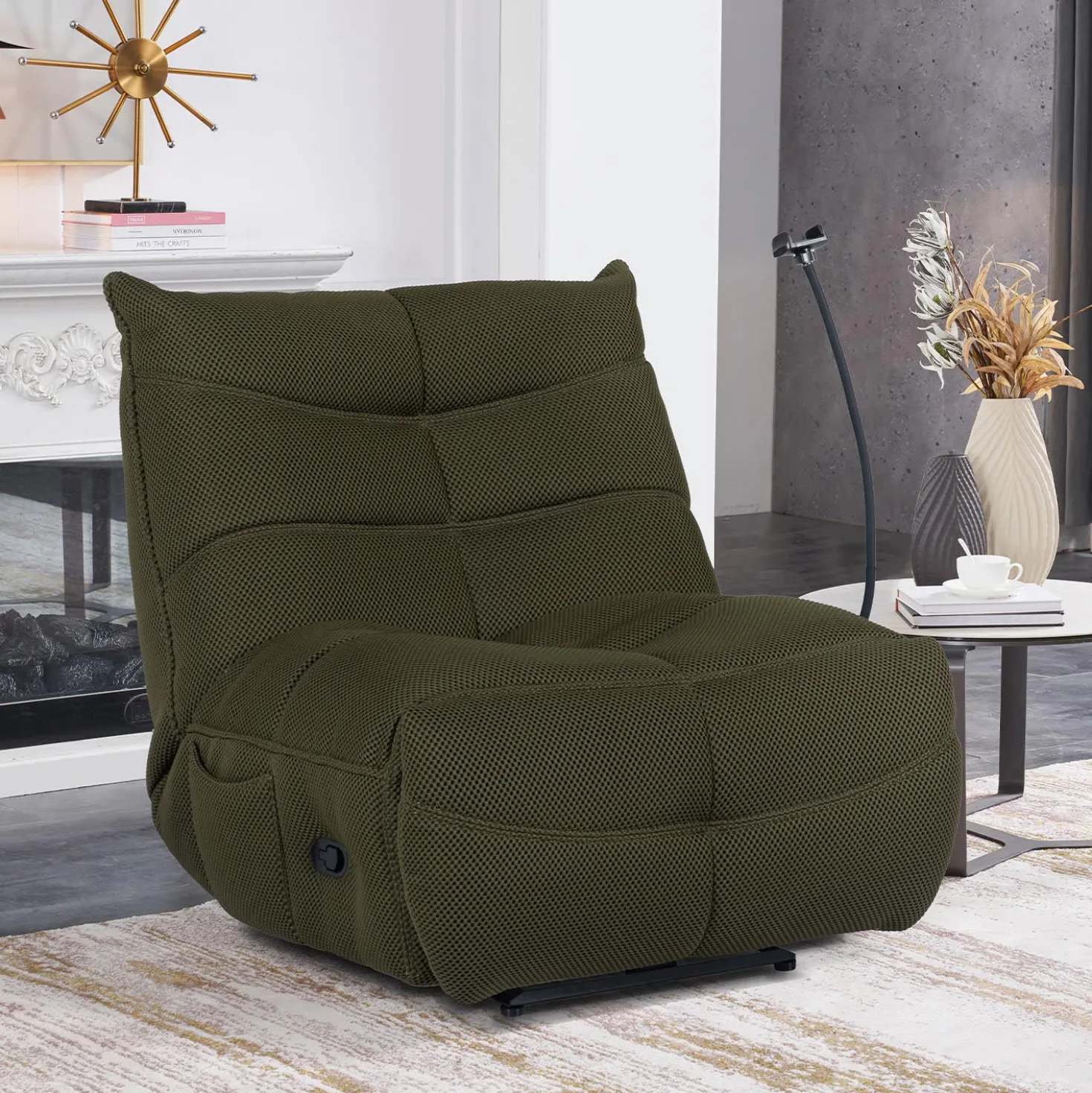 Fauteuil berçant inclinable avec support à cellulaire - vert